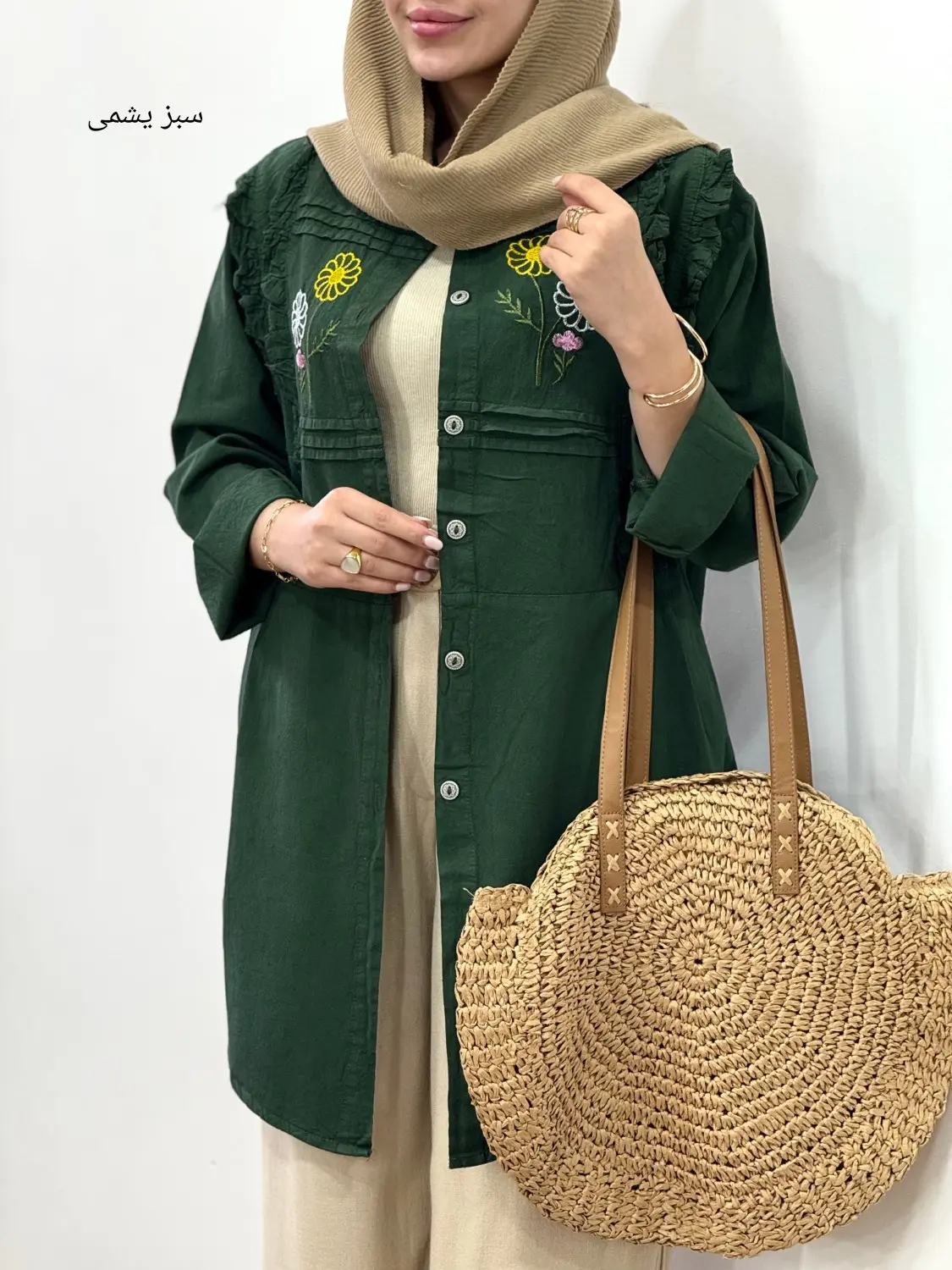 مانتو لینن گلدوزی آفتاب